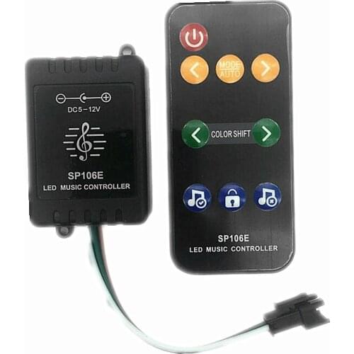 Mini SP106E 9keys LED Music Controller DC5V-12V WS2811 /WS2812B/6812 /1903/6803 Magic LED tape digital colorful music controller
