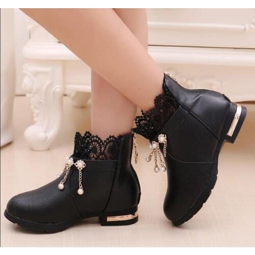 Fashion chain Kids Snow Boots Winter Female Boots Girls Princess lace Keep warm Boots Child Casual Sport Shoes new Sneakers