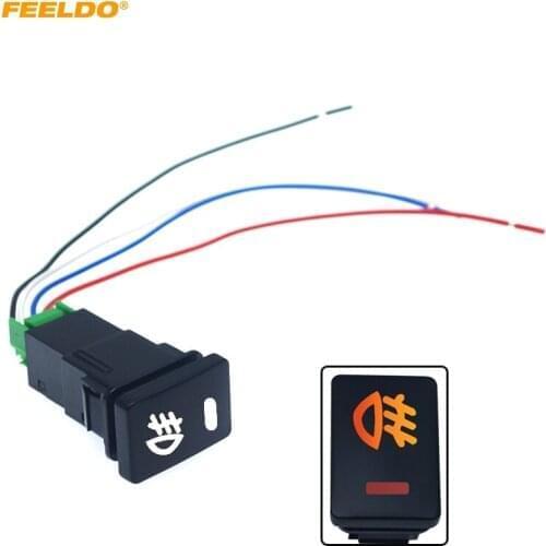 MOTOBOTS 10Pcs Car 12V Fog Light 5Pin Switch On-Off Button with Cable For Toyota Camry Corolla Work Light Switch Wire #FD6136