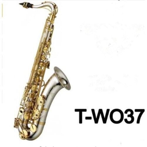 Musical Instruments T-WO37 Tenor Saxophone Bb Tone Nickel Silver Plated Tube Gold Key Sax With Case Mouthpiece Gloves
