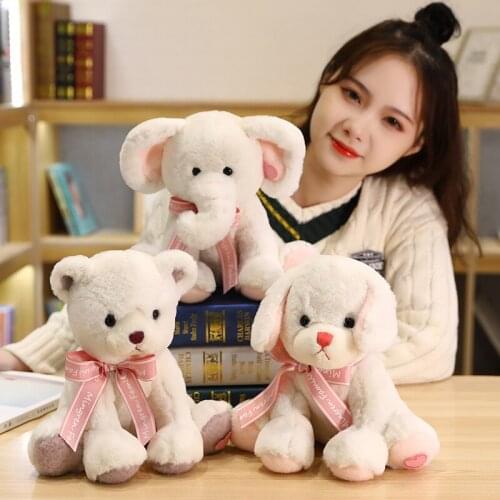 25cm Soft Elephant Plush Toys Stuffed Animal Teddy Bear Plushies Kawaii Puppy Dog Doll for Baby Kids Accompany Pillow Gift