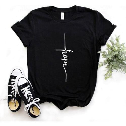 Hope Cross Print Women Tshirts Cotton Casual Funny t Shirt For Lady Yong Girl Top Tee Hipster 6 Color NA-919