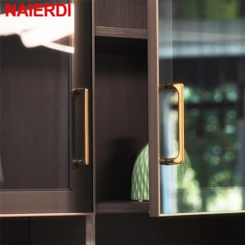 NAIERDI Solid Zinc Alloy Cabinet Pulls Pearl Gray Bright Gold Cabinet Handles Light Luxury Stylish Furniture Handle Drawer Knobs