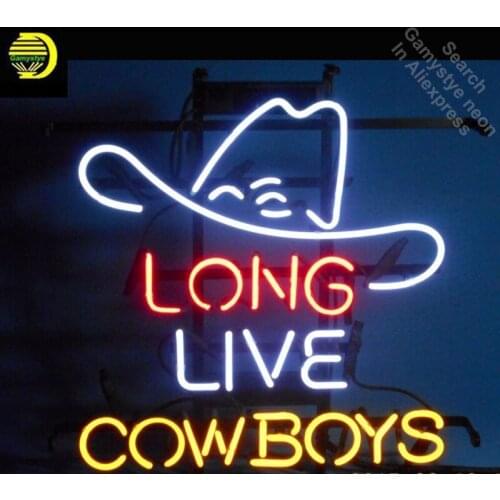 Neon Sign for Long Live Cowboy Neon Bulb sign handcraft Signboard Real Glass tube Dropshipping personalized neon bar lights