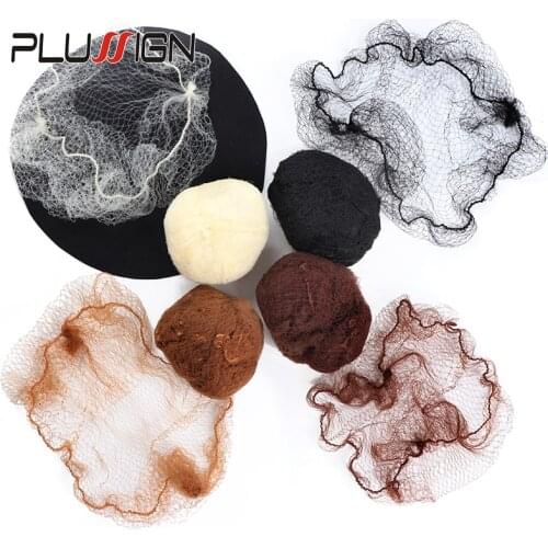 Plussign 20 Pcs/Lot Nylon Hair Net For Weave Extensions For Women Girls Black Brown beige Invisible Soft Weaving Net Wholesale