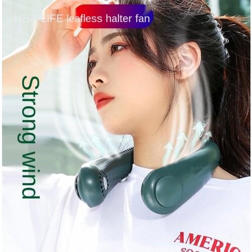 HA-Life The New Neck Hung Fan Usb Charge And Then Type Small Fan Student Office Sports Outdoor Leaves Hang Neck Fan Popular 2021