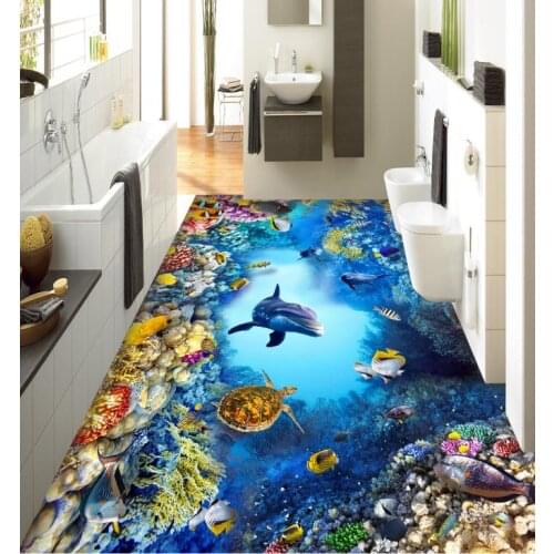 Underwater World wallpaper roll size pvc floor papel de parede 3 d kitchen wallpaper self adhesive floor vinyl