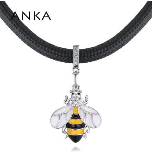 ANKA Brand Jewelry Fashion Bee Crystal Chokers Necklace Crystals from Austria Rhodium Plated #132405