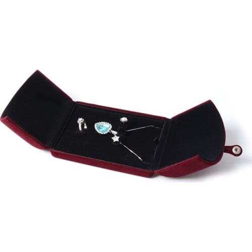 Red Retroid Wedding Earring Ring Necklace Velet Secret Button Jewelry Set Packaging Box For Female Jewellery Organizers Display