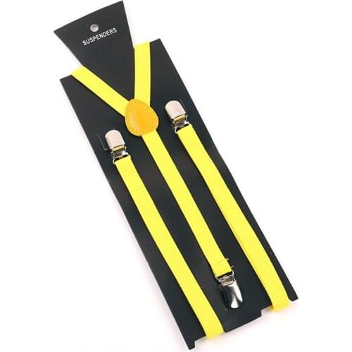 2021 High-end Fashion Solid Braces 1.5cm Width Mens/Women Pu Synthetic Leather Suspenders Y Back 3 Clips