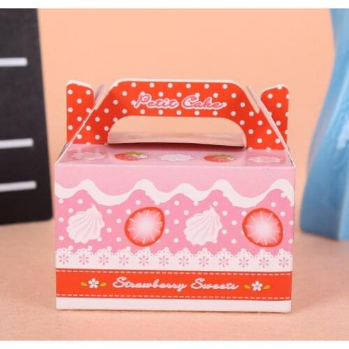 Custom 4 inch Square Birthday Cake Box Food Grade Paper Cardboard Cute Cake Box With Handle ---DH10571