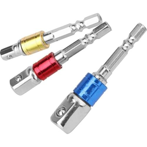 Hex Shank Set Extension Drill Bits Bar Converter Power Tools Steel Socket Adapter Hex Bit Set 3Pcs/set 1/4" 3/8" 1/2"