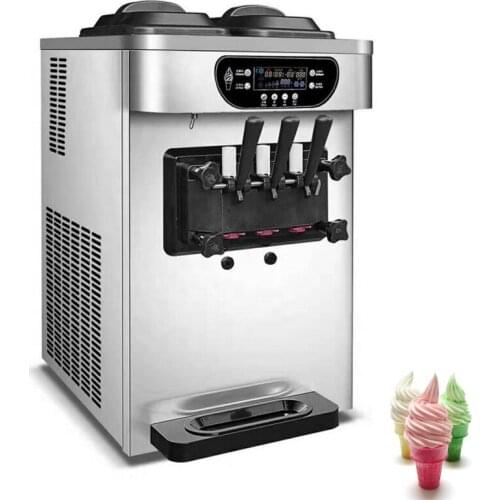 Three Flavors Ice Cream Makers Stainless Steel Soft Ice Cream Machine Fully Automatic