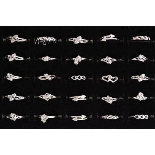 YingWu Wholesale Lots 10pcs Mixed Styles Exquisite Silver Plated Kid/Girls Rings Wholesale Rings Jewelry