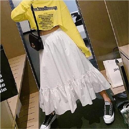 2020 Women New Style Original Long Skirt Solid Color Women Casual Loose A-Line Skirts Plus Size Vintage Skirts 6XL 7XL