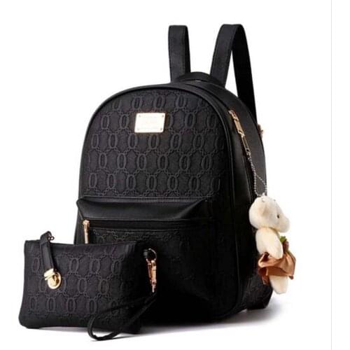 New Arrival 2 Pcs Set College Style Schoolbag With Purse Women Top Quality Pu Leather Backpack Girls Cute Travel Shoulder Bags