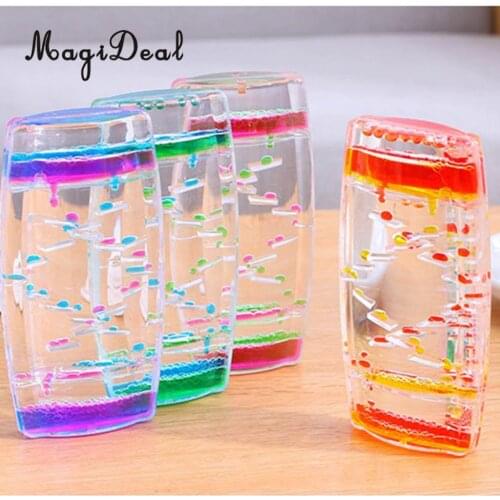 1Pc Square Floating Oil Liquid Bubbler Motion Timer Hour Glass Ladder for Room Desk Table Decor Children Kids Toy Novelty Gift
