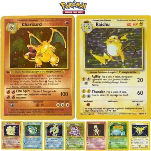1996 First Edition 10Pcs Diy Pokemon Cards Trading Card Game Toys with Flash