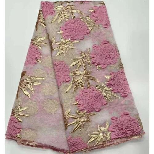 2021 Latest African Brocade Jacquard Fabric French Lace Embroidery Nigerian Lace Fabric Brocade Fabrics for Wedding Dress KM4931