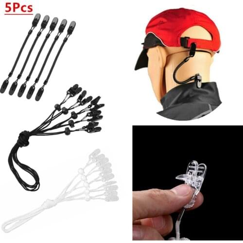 5Pcs Hat Clips Cap Retainer Fishing Apparel Keeper Holder Nylon Cord Strap for Golfing Fishing Boating Sailing Other Sports