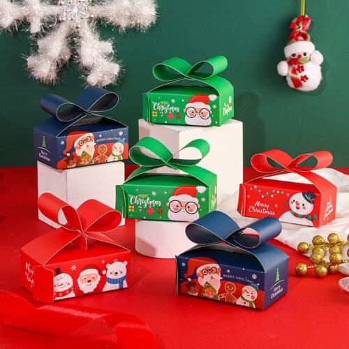 5pcs Christmas Gift Box ChristmasTreat Box Candy Box Santa Claus Packing Box For Wedding Gifts Portable Christmas Apple Box