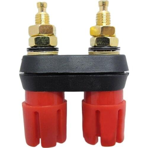 5pcs High quality Banana plug sockets Gold-plated copper Banana connector Dual-Bit Dual Red Alliance Siamese posts