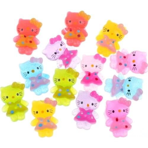 50pcs Mixed Glitter Clear Resin Cats Decoration Crafts Flatback Cabochon Embellishments For Scrapbooking Diy Accessories