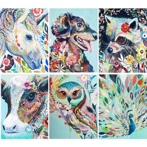 5D DIY Diamond Painting Full Square Animal Colorful Cross Stitch Kit Embroidery Diamond Mosaic Picture of Rhinestones Decor Gift
