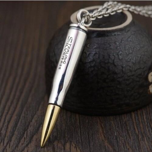925 Sterling Silver bullet style open Pendant tag Charm silver & gold color men women (without chain ) A1498