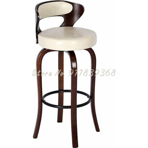 American Style Solid Wood Bar Chair Creative Light Luxury Household High Stool Cafe Bar Nordic Back Bar Chair