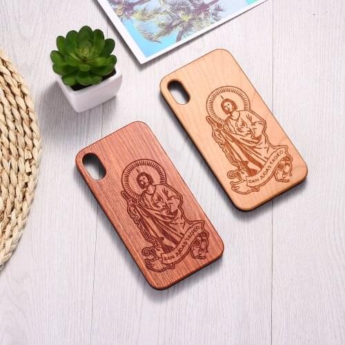 San Judas Tadeo Engraved Nature Wood Phone Case Coque Funda For iPhone12 6 6S 6Plus 7 7Plus 8 8Plus XR X XS Max 11 Pro Max