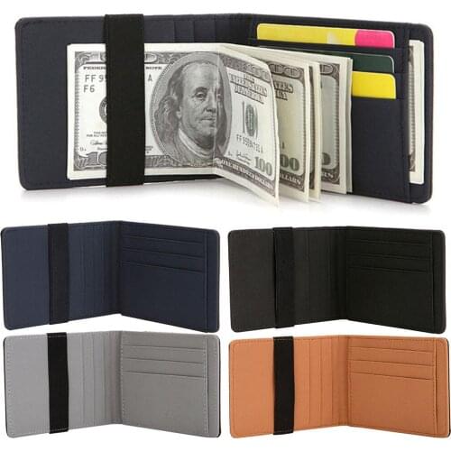 Card Holders Minimalist Slim Wallet RFID Blocking Men Wallet Secure Faux Leather Bag Cards Cash Elastic Band Holder