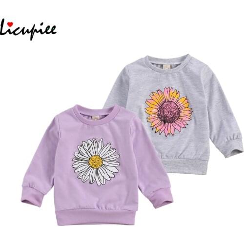Kid Girl Floral Top, Fall Shirt, Round Neck Long-sleeve Casual Elastic Cuff Hem Windproof Warm Blouse 1-4 Years