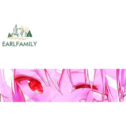 EARLFAMILY 15cm x 4cm Kawaii Anime Eyes Wink Slap Car Sticker Vinyl Pink Decal Car Styling JDM Intense Heart Eyes Stickers