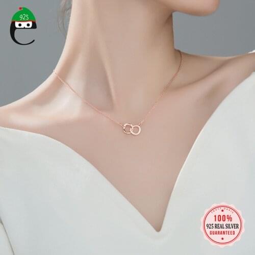 ElfoPlataSi 100% 925 Sterling Silver Necklace Linked Pendant Love Gift For Wife Girls Friends Wedding Party Jewelry DS2010