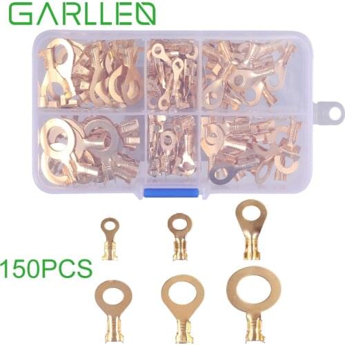 GARLLEN 150pc Insulated Crimp Ring Terminals Wire Connectors Spade Electrical Kit for Rings Hook Quick Disconnect Butt Connector