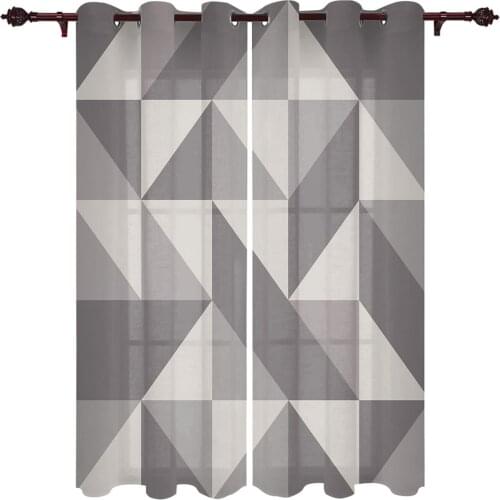 Geometric Triangle Window Curtains Kitchen Bedroom Drapes Home Decor Luxury Living Room Backdrop Curtain