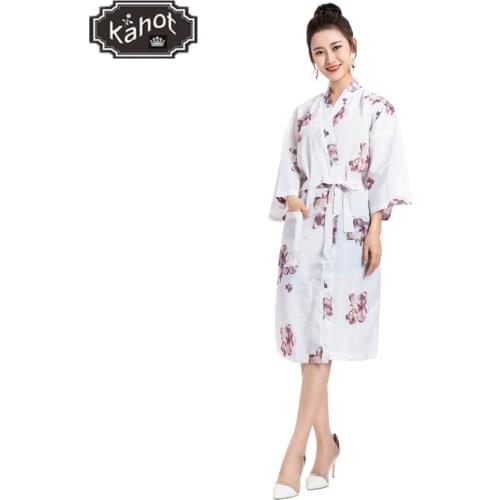 Salon Client Robe Butterfly Pattern Smock Kimono Hairdressing Cape Dress Beauty SPA Hotel Barber Guest Gown Ladies bath robe