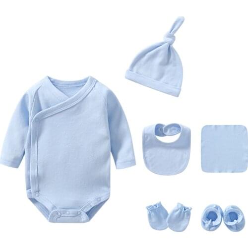 2021 Unisex Cotton Baby Girl Clothes 6PCS Pajamas Sets Solid Bodysuits Newborn Baby Boy Clothes Sets Full Sleeve Ropa Bebe