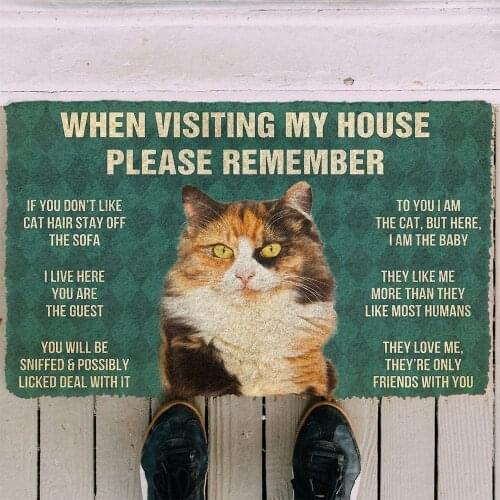 CLOOCL Remember Calico Cat House Doormat Decor 3D Print Animal Cats Floor Door Mat Non-Slip Soft Flannel Carpet Drop Shipping
