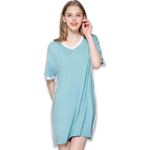 Summer Nightgowns Womens Modal Nightdress Casual Homewear V-neck Loose Thin Mid-length Sleeping Dress Plus Size Night Wear 90kg