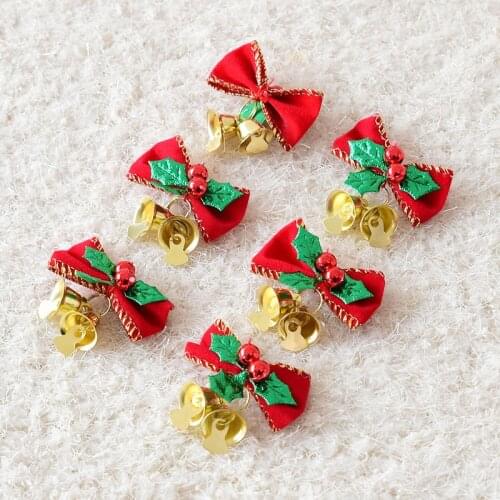 6pcs Christmas Metal Bell Christmas Small Bow Tree Xmas Party Decoration Tree Decor DIY Crafts Accessories Gift Pendant