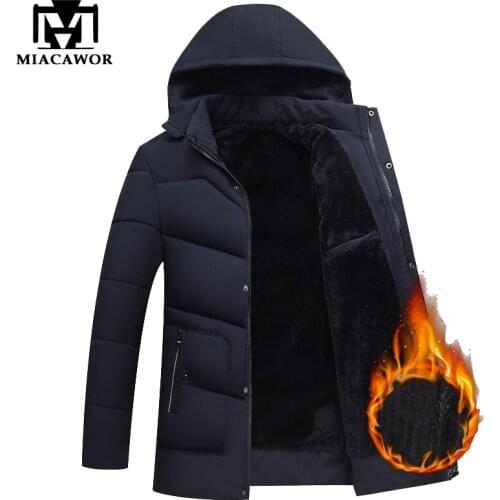 MIACAWOR 2020 New Hooded Winter Coat Men Fleece Thicken Warm Jacket Men Windproof Parka Outwear Men Clothes J649