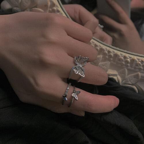 Trendy Butterfly Rings For Women Love Silver Color Rings Friendship Engagement Wedding Open Rings Korean Party Jewelry Gift