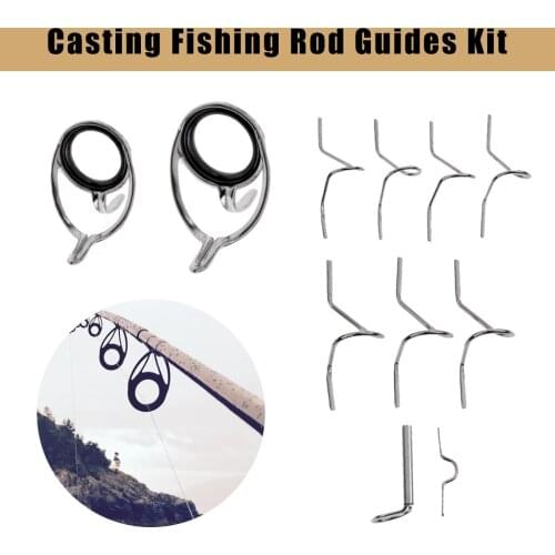 Steel Fly Fishing Rod Guide Tip Repair Kit Set DIY Eye Rings Different Size