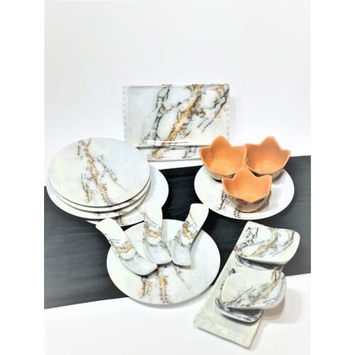 Breakfast Set Marble Decor 6 Personality 19 Piece
