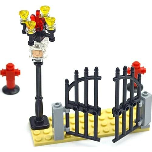 City Street House Accessories Building Blocks Doors Gate Fire Hydrant LED Light Model Light-Emitting Bricks Compatible all brand