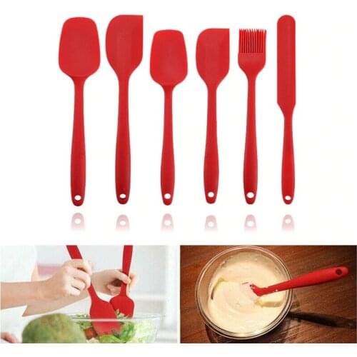 6pcs/set Cooking Tools Set Non-stick Cooking Spoon Spatula Ladle Egg Beaters Silicone Heat-Resistant Cream Scraper Kitchen Tools