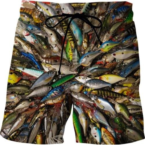 Novelty mens fish pattern beach shorts 3D printed fashion Summer cool Mens shorts fitness pants Swimsuit men Asian size s-6xl