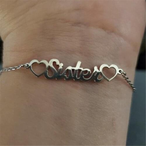 Personalized Custom Name Bracelet Stainless Steel Bracelet With Heart Charm Bracelet Simple Female Personality Jewelry Gift